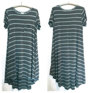 LuLaRoe Carly Dress Grey & Black Stripes S